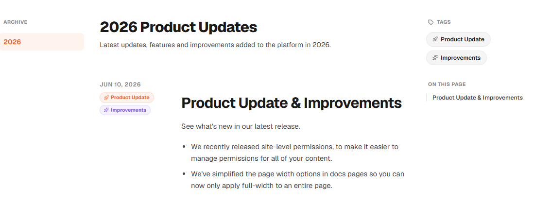 Public Changelog