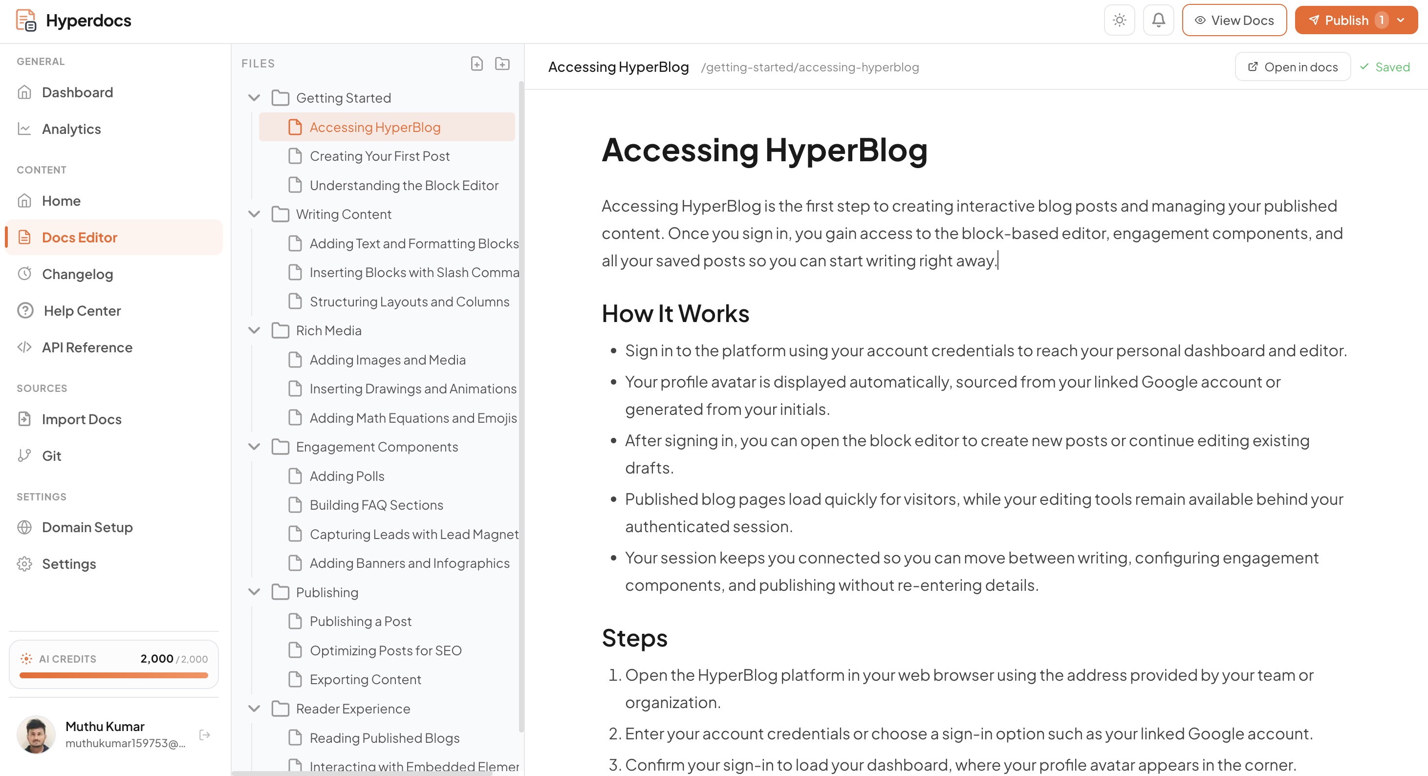 Product Documentation Editor